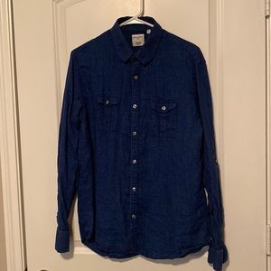 Murano Slim Fit Linen Button-Up Long-Sleeve Shirt